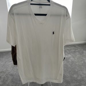 White Polo V Neck Size Large
